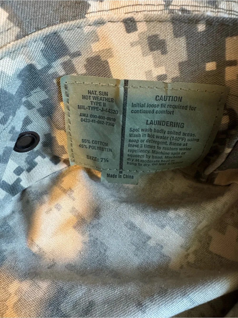 Military Style Camo Boonie Hat Adjustable Gray Digital Camo 7 1/4